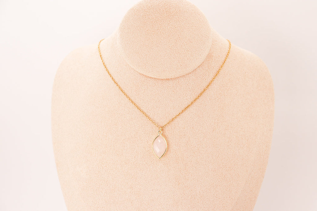 Pendentif | Amande en Quartz rose