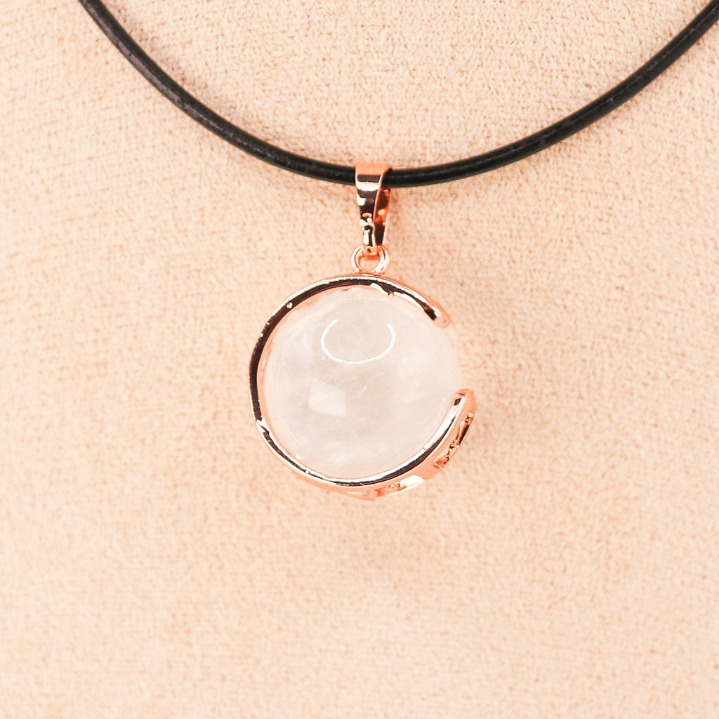 Pendentif | Sphère de Lune en Cristal de roche