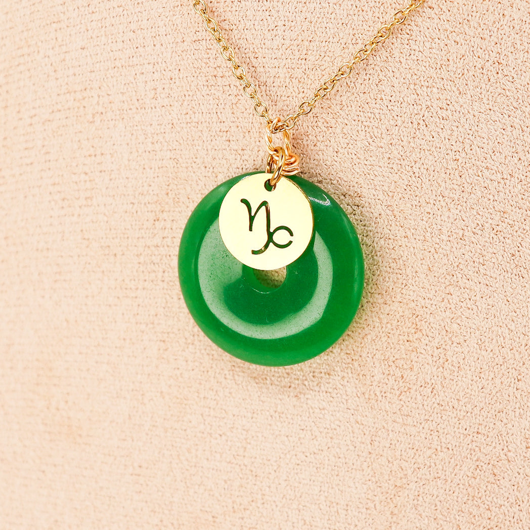 PERSONNALISÉ | Pendentif Donut en Jade + Charm Astro