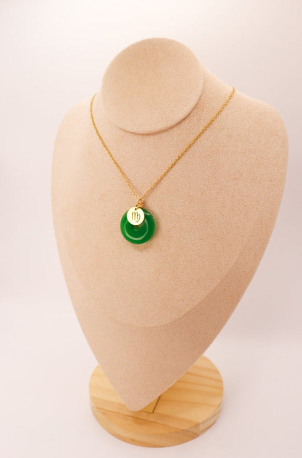 PERSONNALISÉ | Pendentif Donut en Jade + Charm Astro