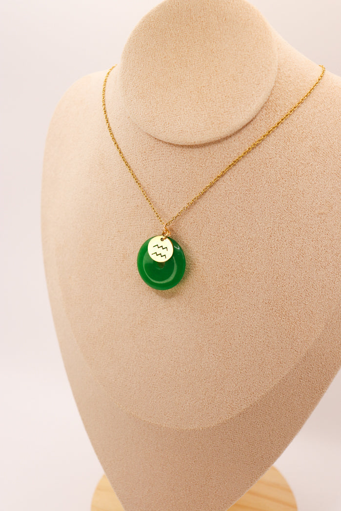 PERSONNALISÉ | Pendentif Donut en Jade + Charm Astro