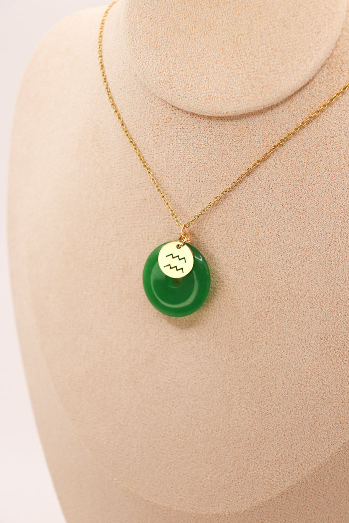 PERSONNALISÉ | Pendentif Donut en Jade + Charm Astro