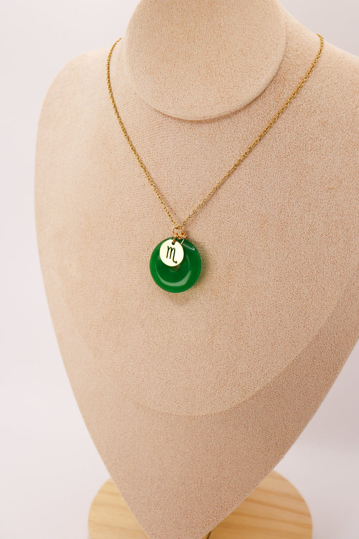 PERSONNALISÉ | Pendentif Donut en Jade + Charm Astro
